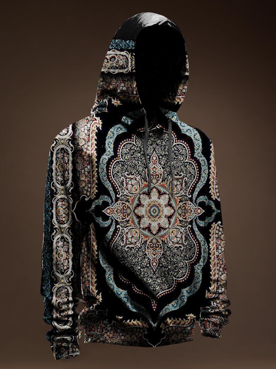 Vintage Floral Prints Casual Hoodie Sweatshirt