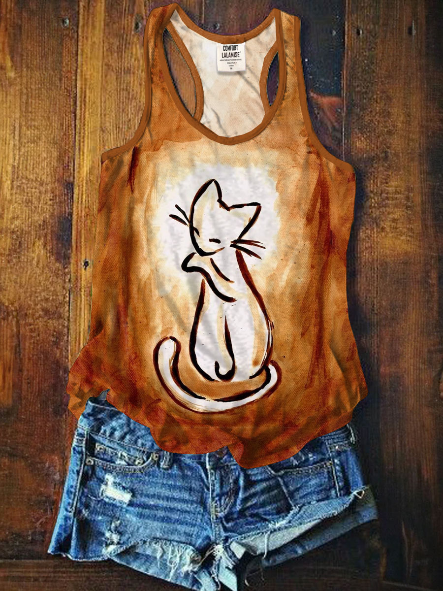 Cat Art Print Tank Top