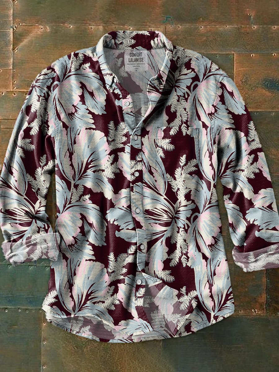 Vintage Flower Print 100% Cotton Long Sleeve Shirt
