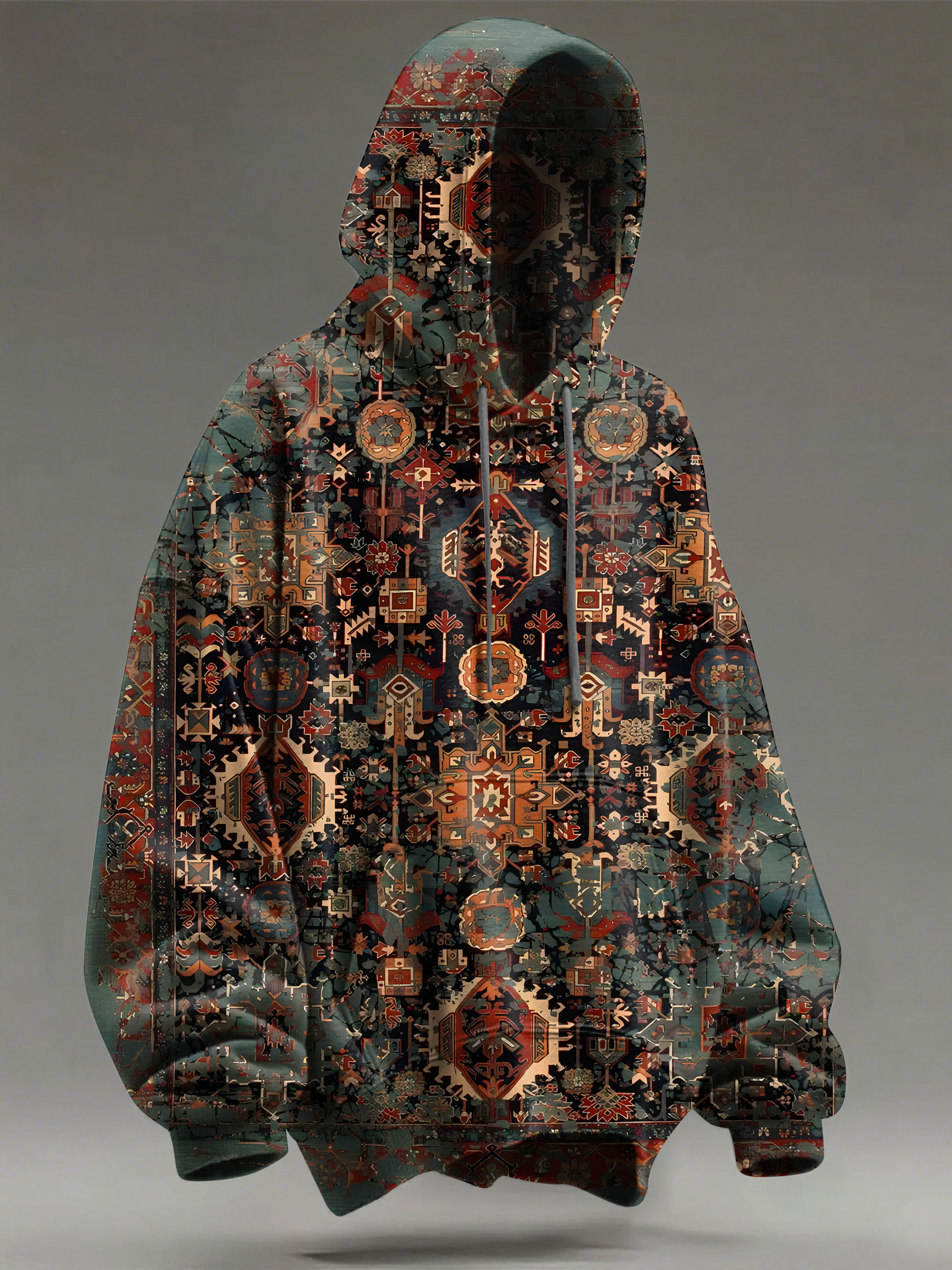 Retro Traditional Pattern Art Print Casual Hoodie Sweatshirt