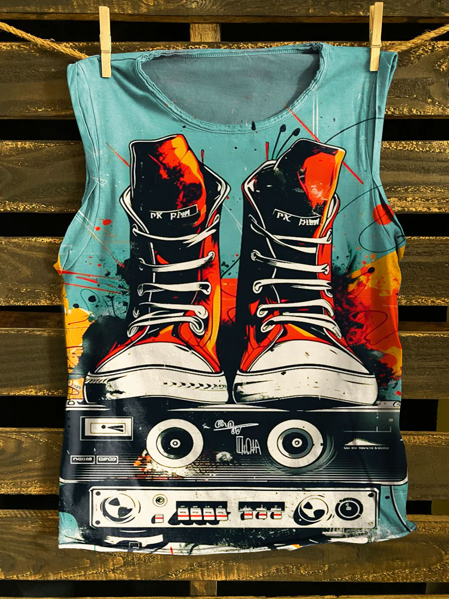 Vintage Art Print 100% Cotton Casual Tank Top