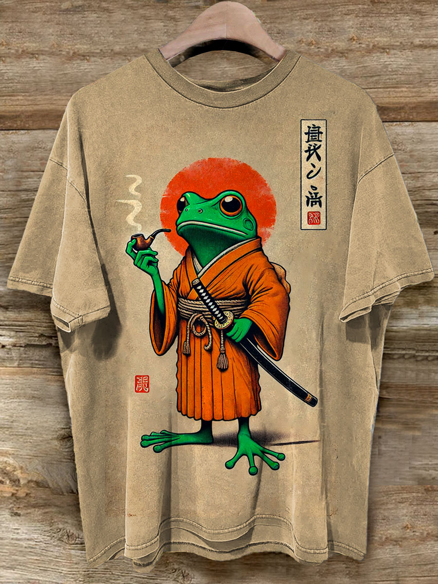 Smoking Frog Japanese Art Casaul Short Sleeve T-shirt