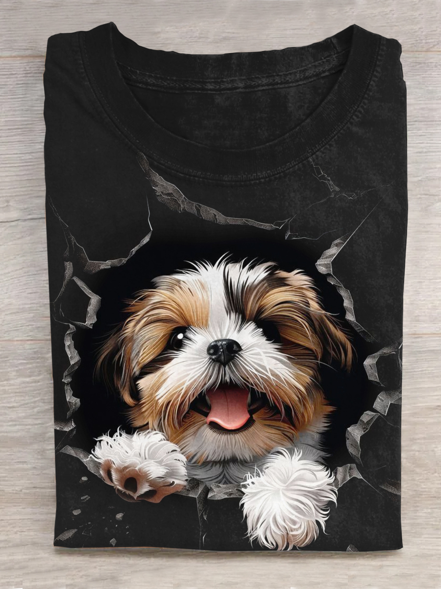 Cute Dogs Print T-Shirt