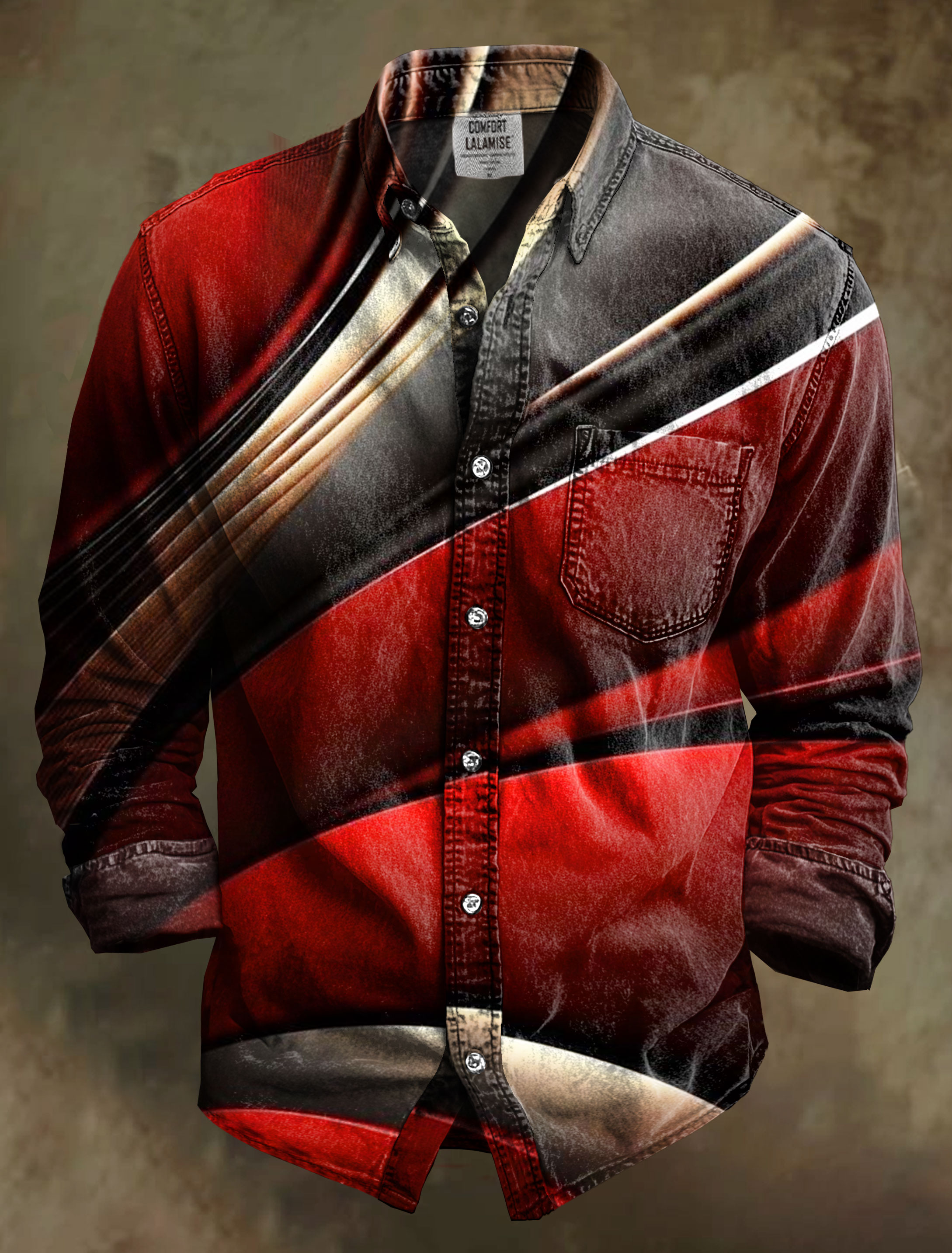 Abstrct Christmas Art Print 100% Cotton Long Sleeve Shirt