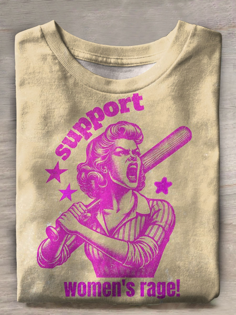 Support Womens Rage Print Casual T-shirt
