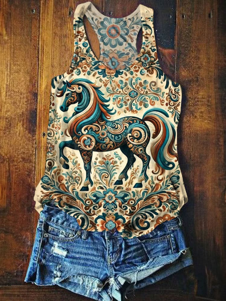Women's Vintage Art Print Tank Top