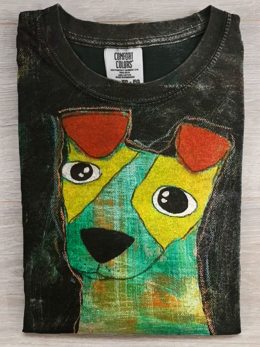 Abstrct Dog Art Casaul Short Sleeve T-shirt