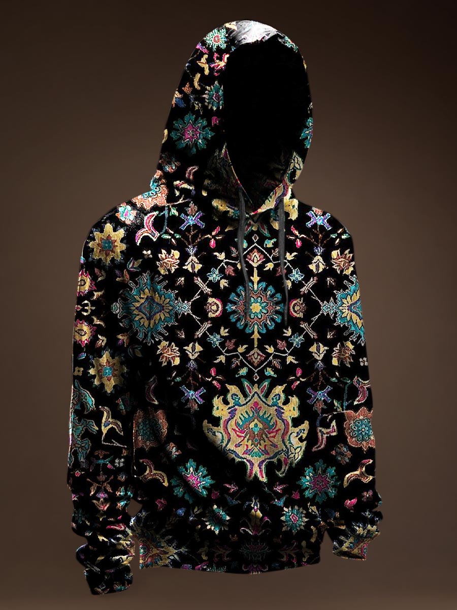 Vintage Floral Prints Casual Hoodie Sweatshirt