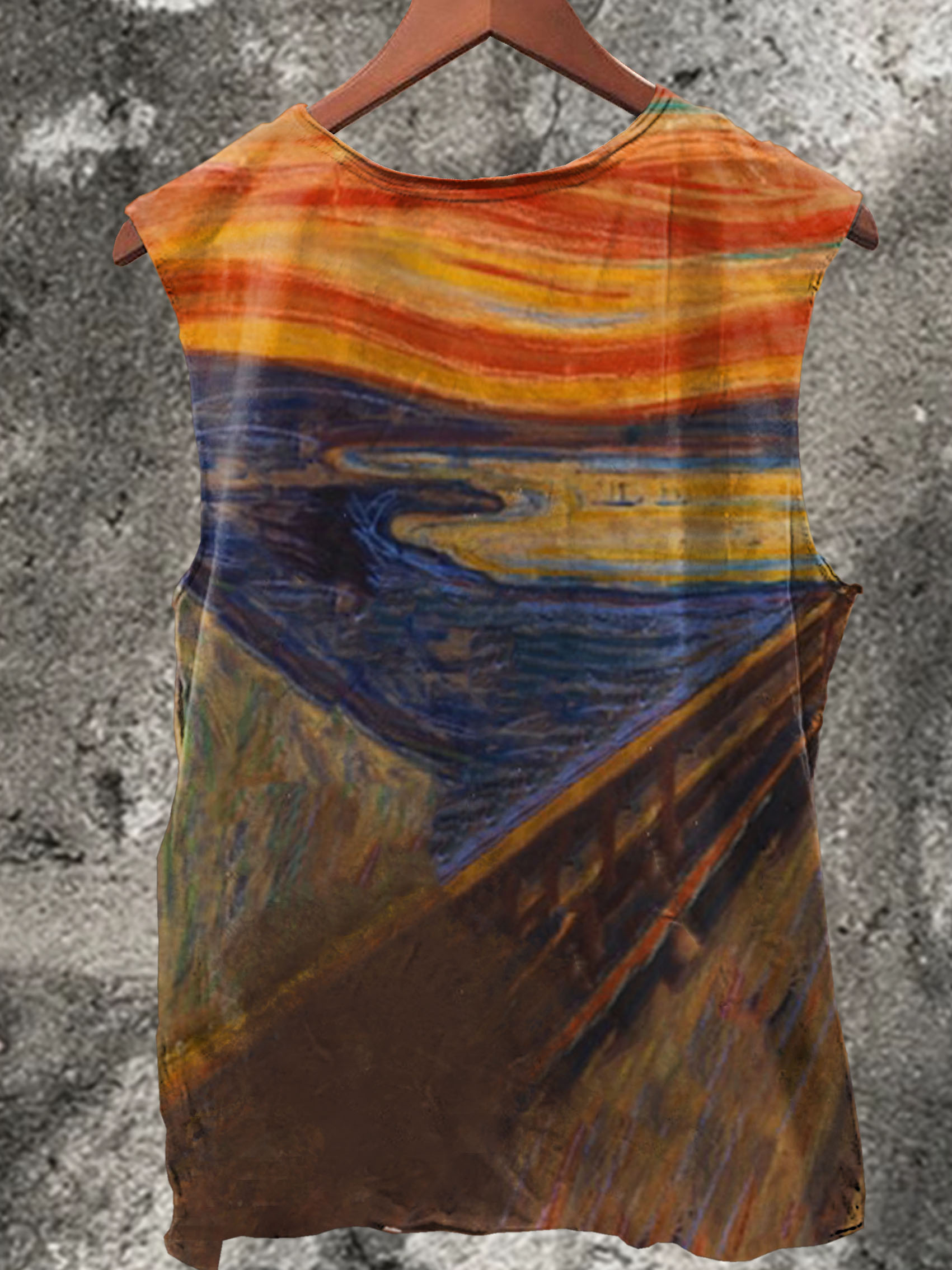 Oil Painting Sleepy Cat Print 100% Cotton Casual Tank Top