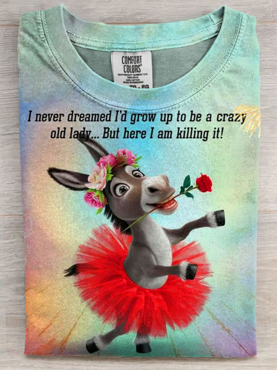 Killing It Funny Age Donkey Art Print Casaul Short Sleeve T-shirt