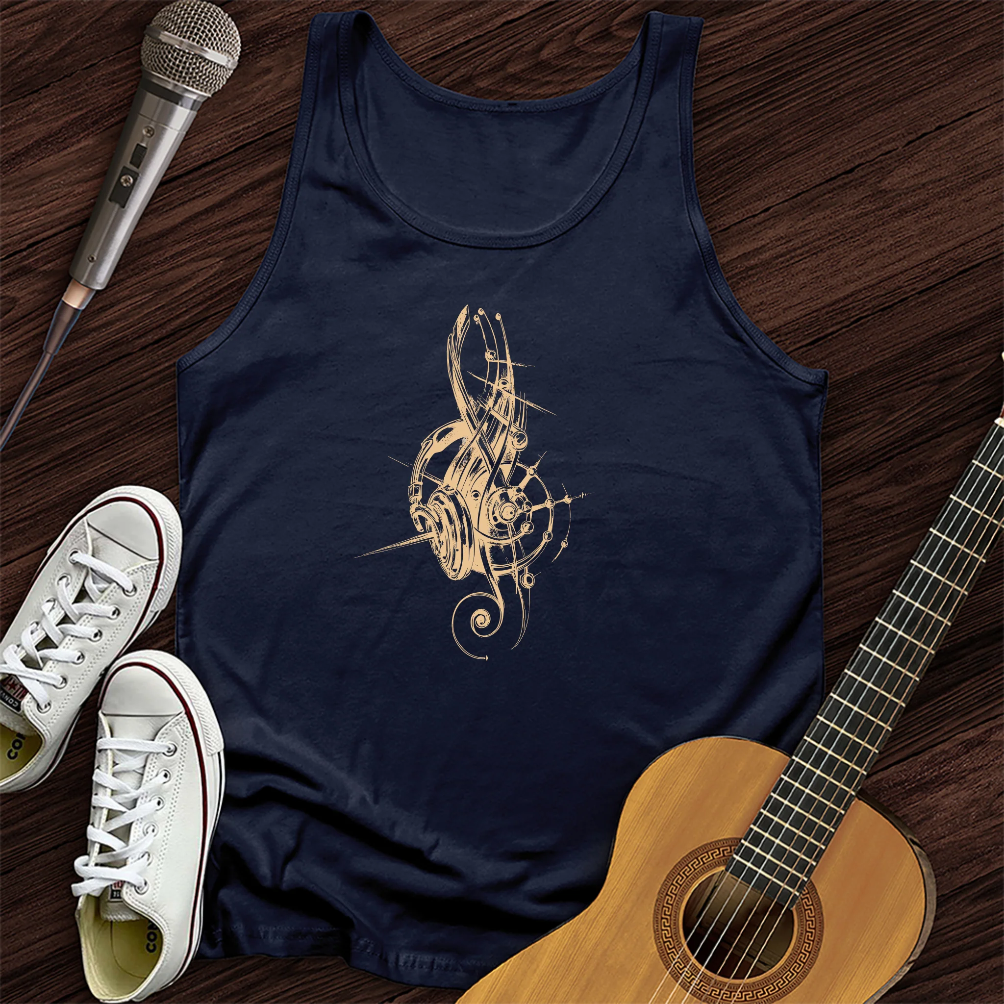 Treble Clef Headphones Unisex Tank Top