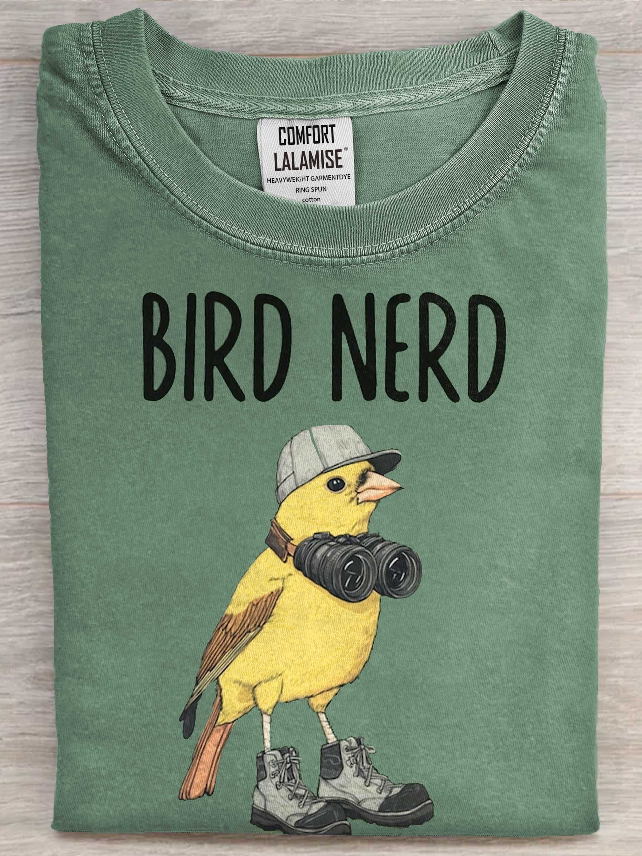 Bird Nerd Art Print Casual Cotton Short Sleeve T-shirt