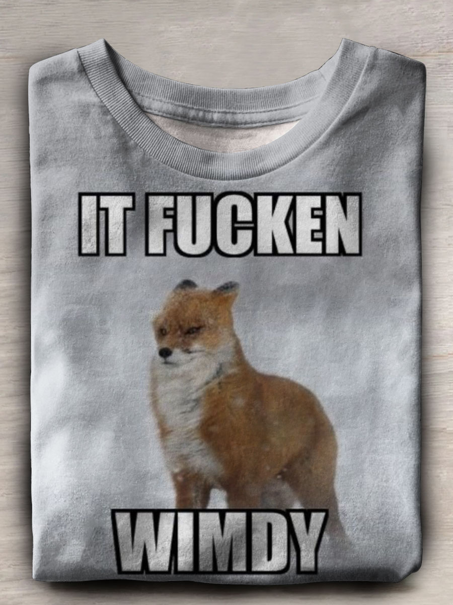 Funny Fox Print Casual T-shirt