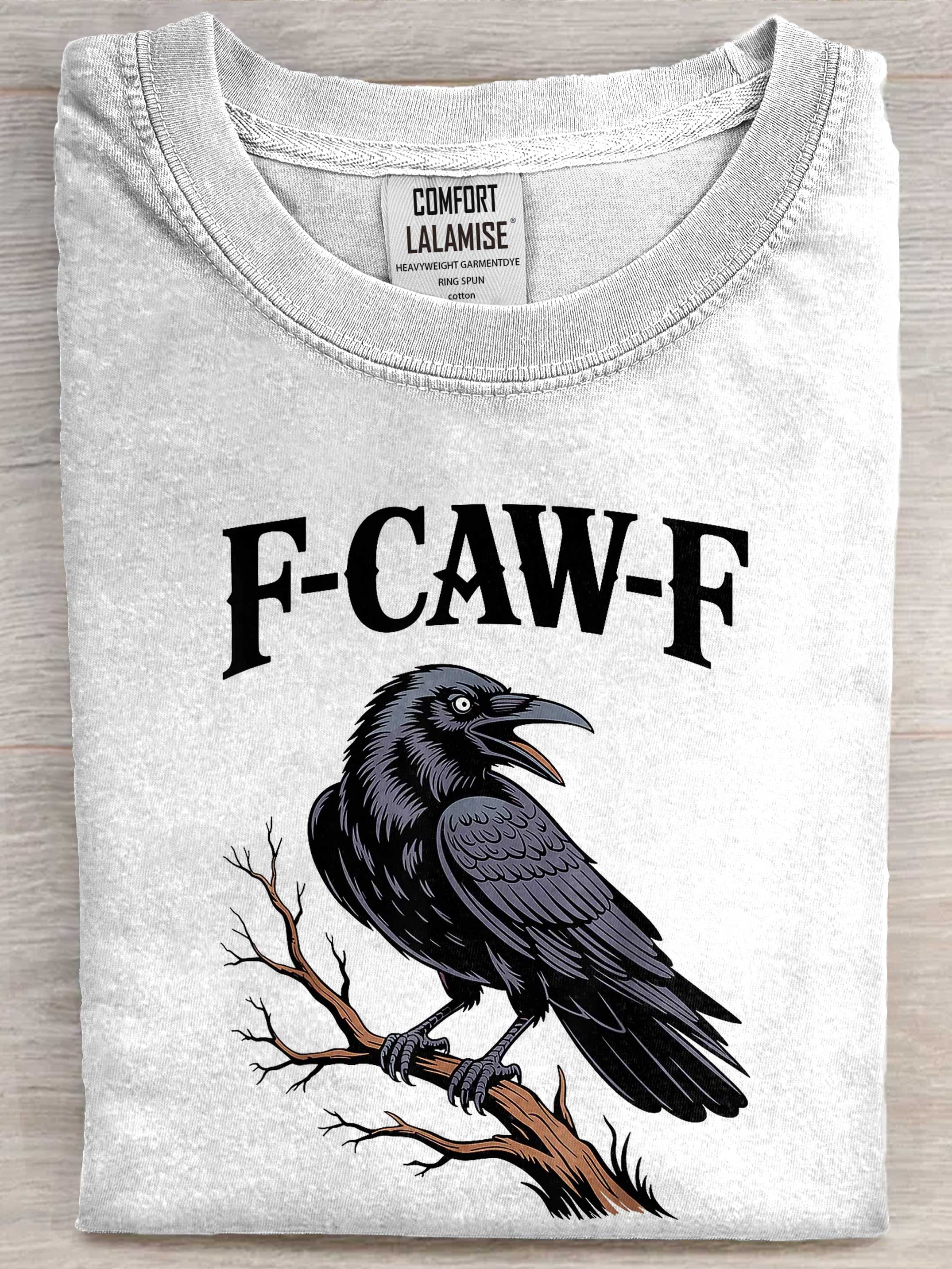 F-Caw-F Black Crow Art Print Casaul Short Sleeve T-shirt