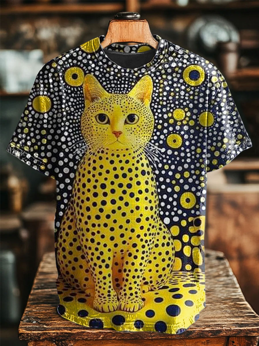 Pop Art Cat Print Casual Top