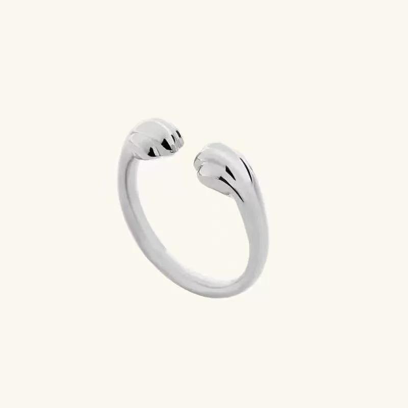 Cute Cat Paw Stomp Marks Open End Ring