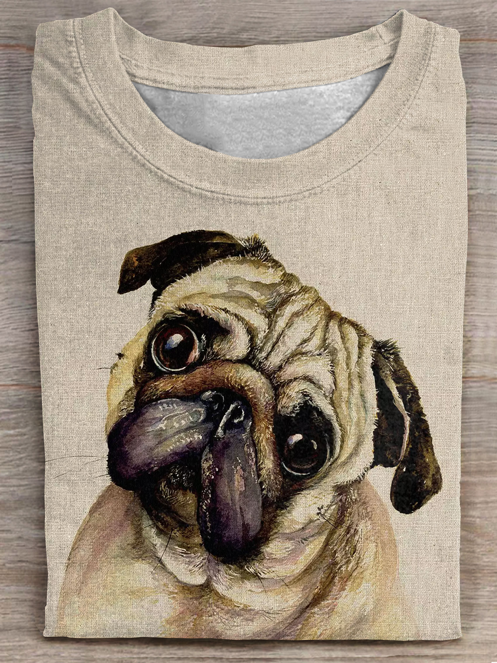 Pug Dog Art Print Casaul Short Sleeve T-shirt