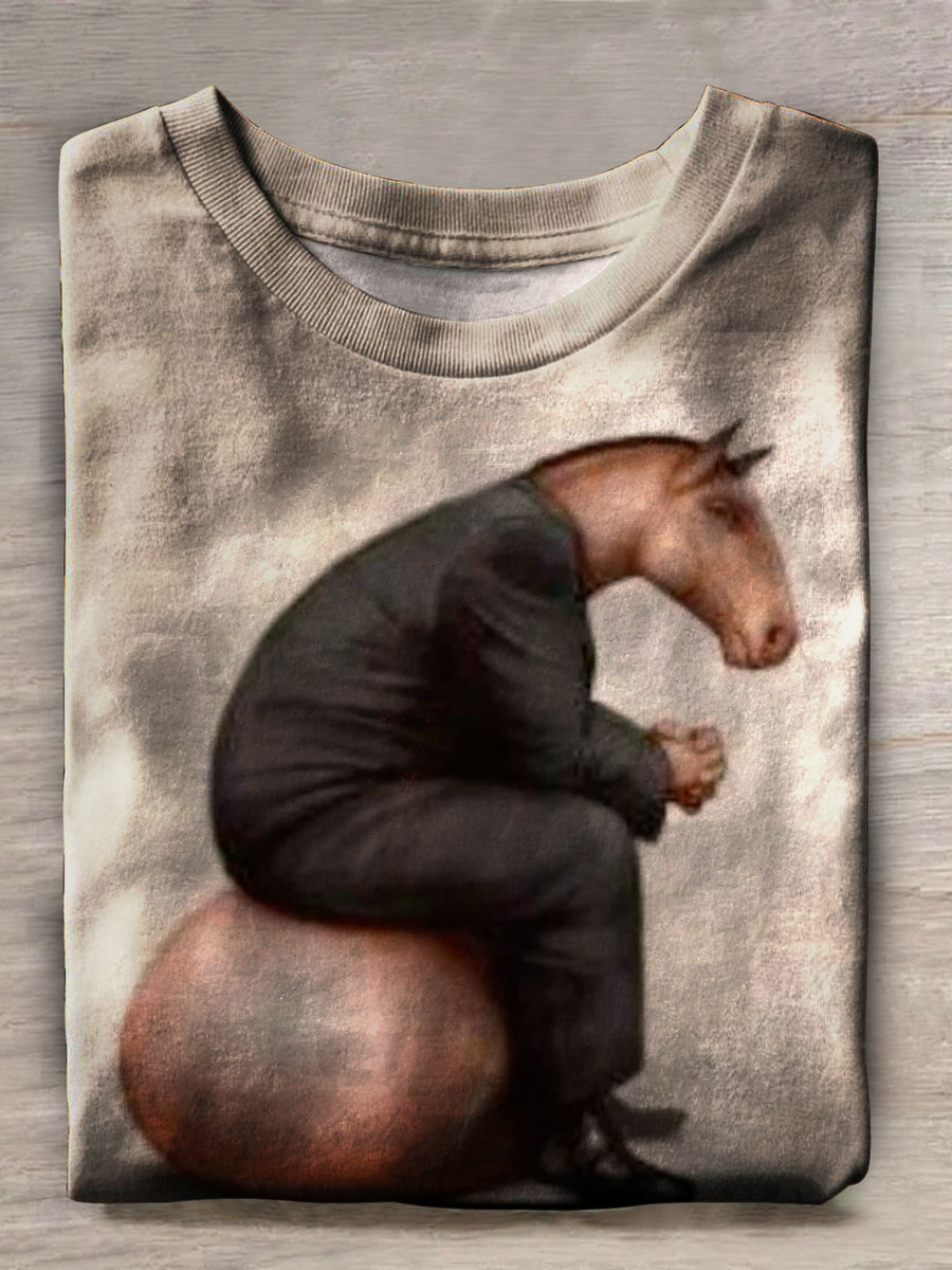 Funny Horse Print Casual T-shirt