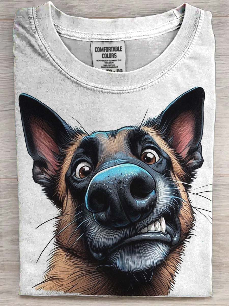 Funny Dog Print Casual Short Sleeve T-Shirt