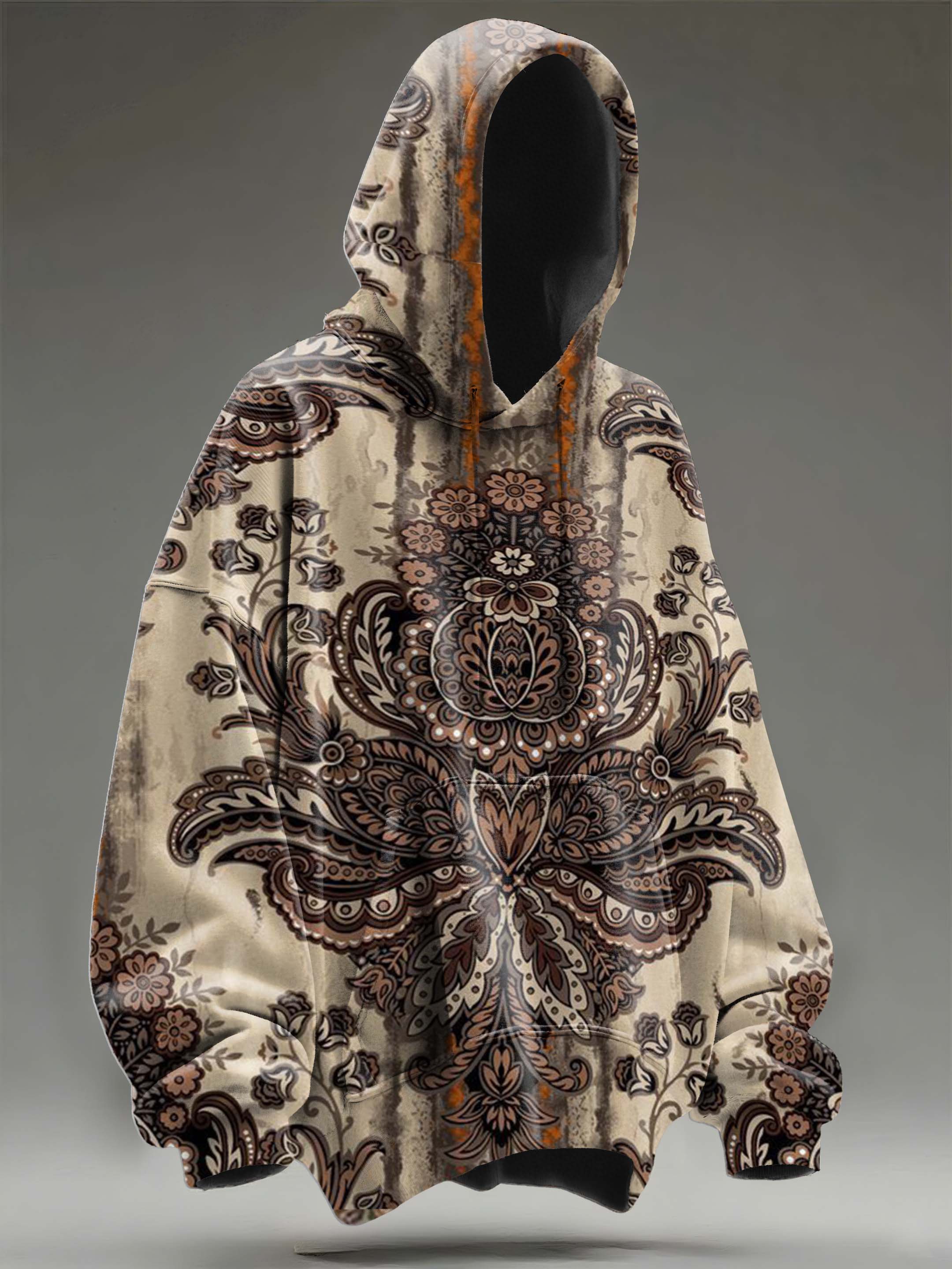 Vintage Paisley Symmetry Art Casual Hoodie Sweatshirt