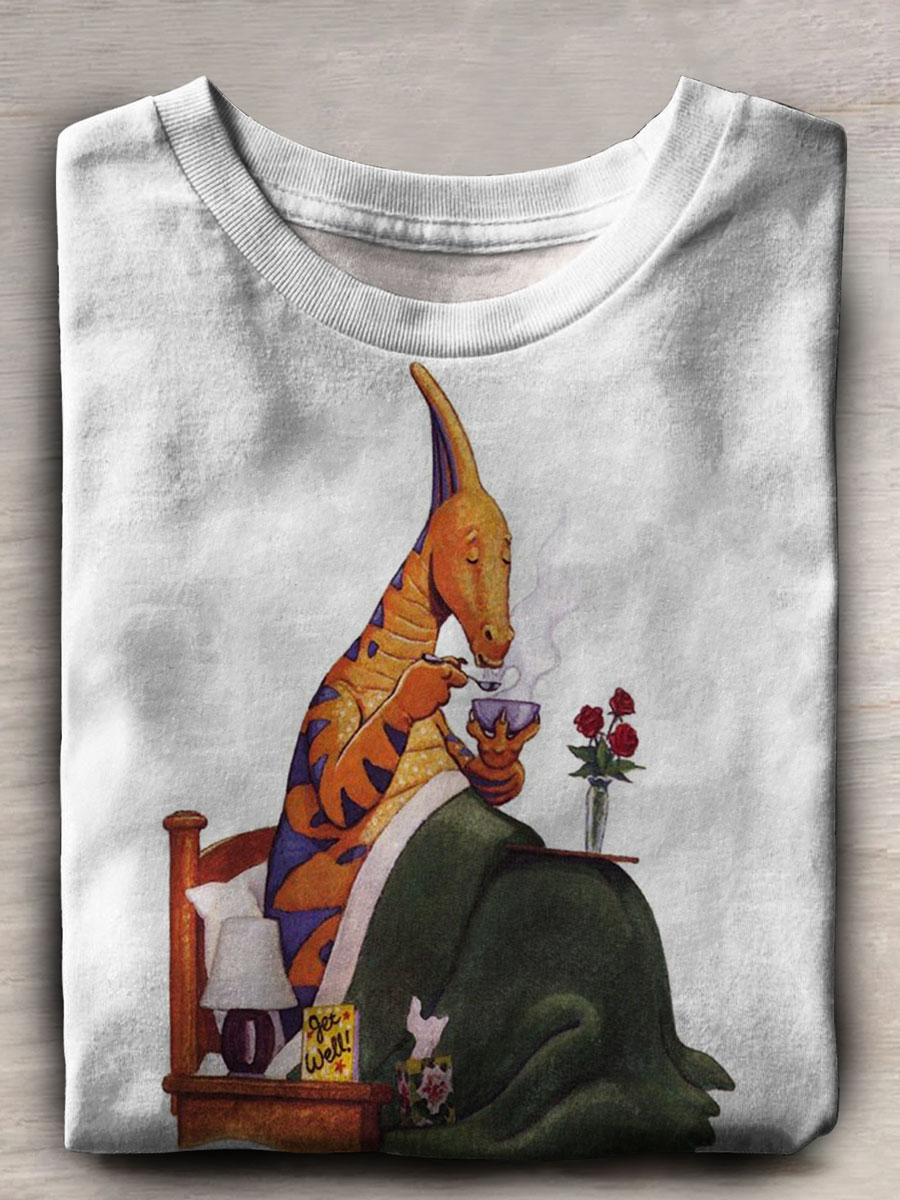 Dinosaur Art Print Casual T-shirt