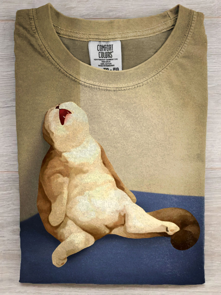 Funny Cat Art Print Casaul Short Sleeve T-shirt