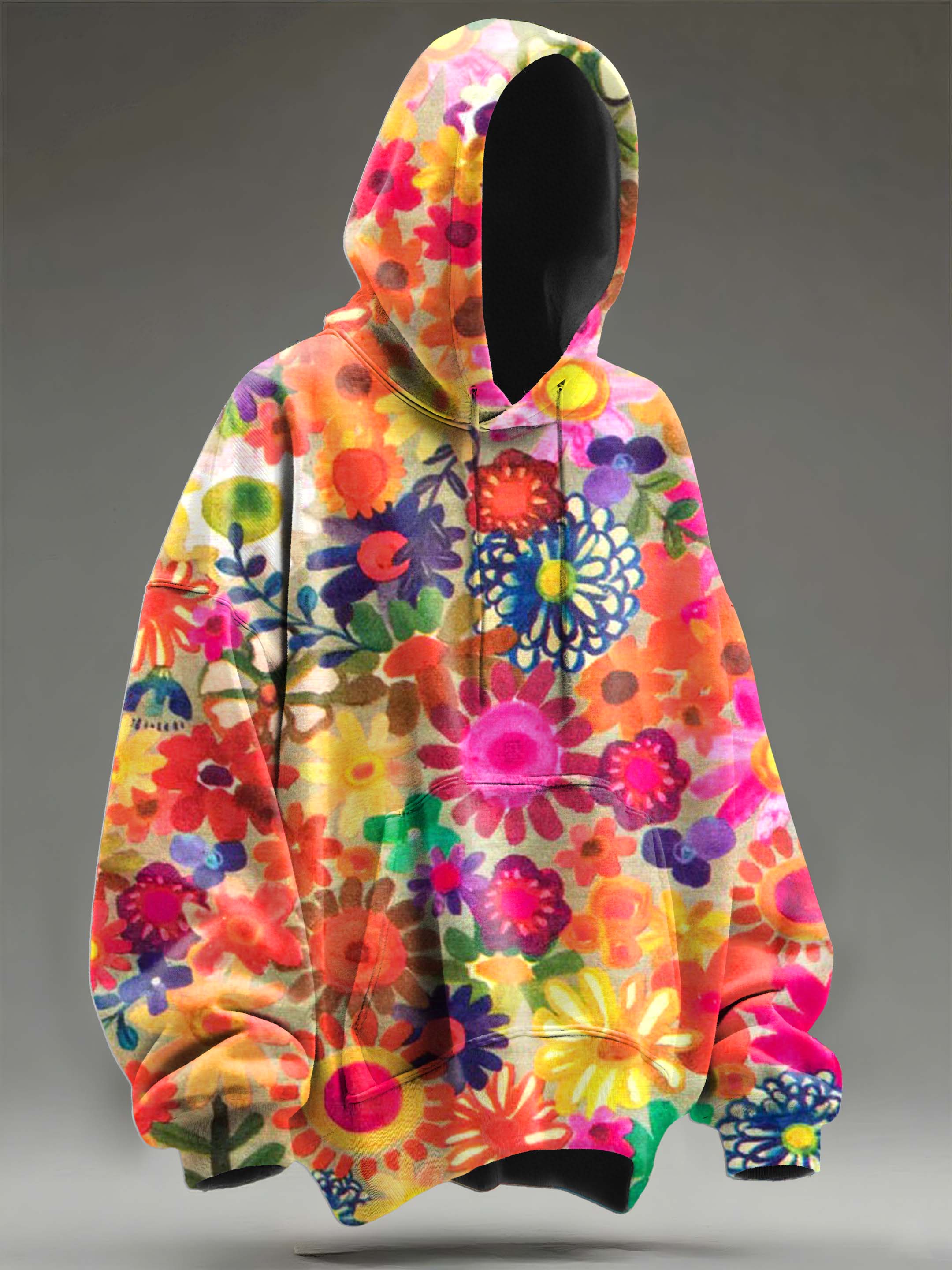 Color Art Flower Power Print Casual Hoodie Sweatshirt