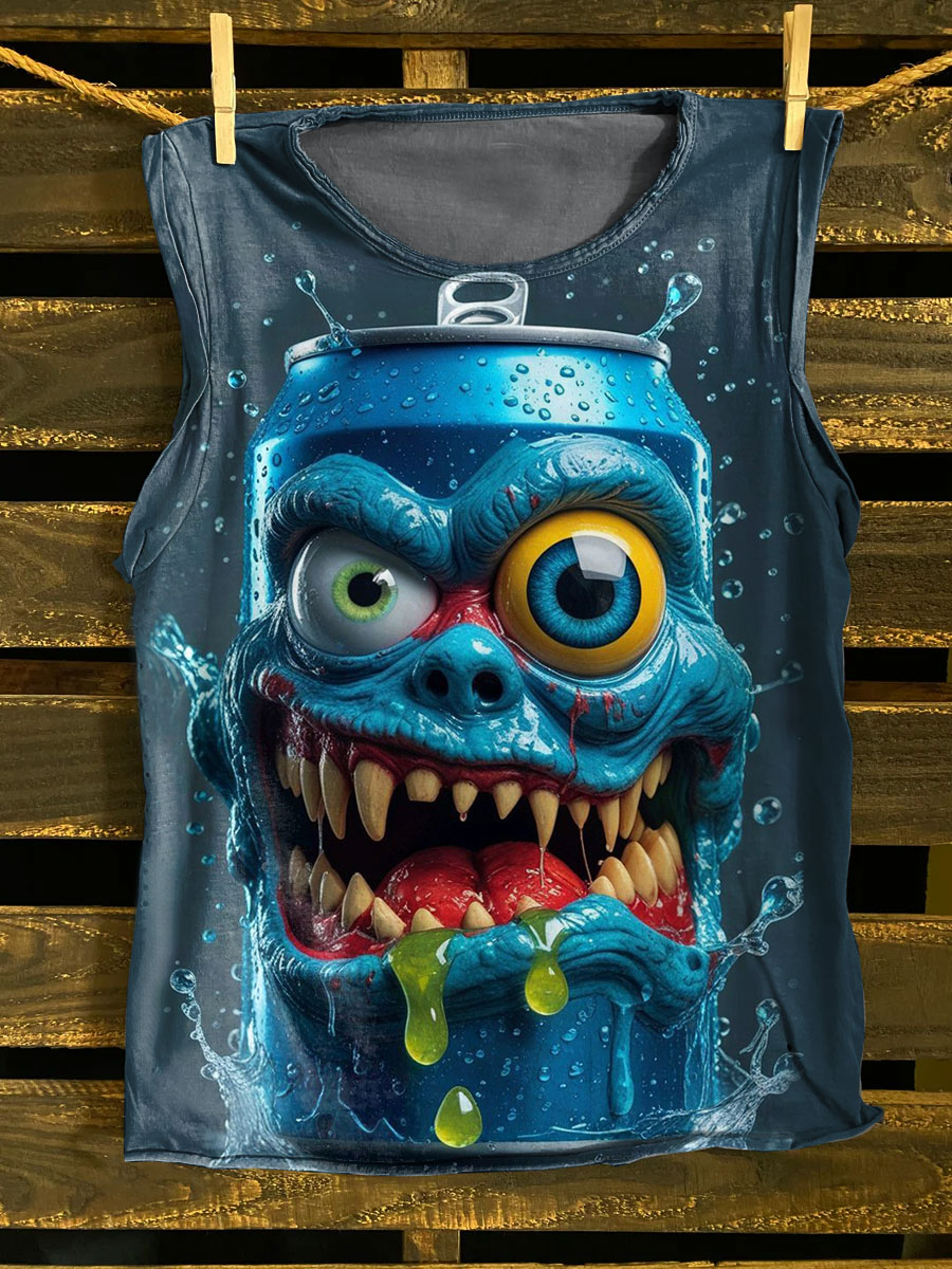 Vintage Print 100% Cotton Casual Tank Top