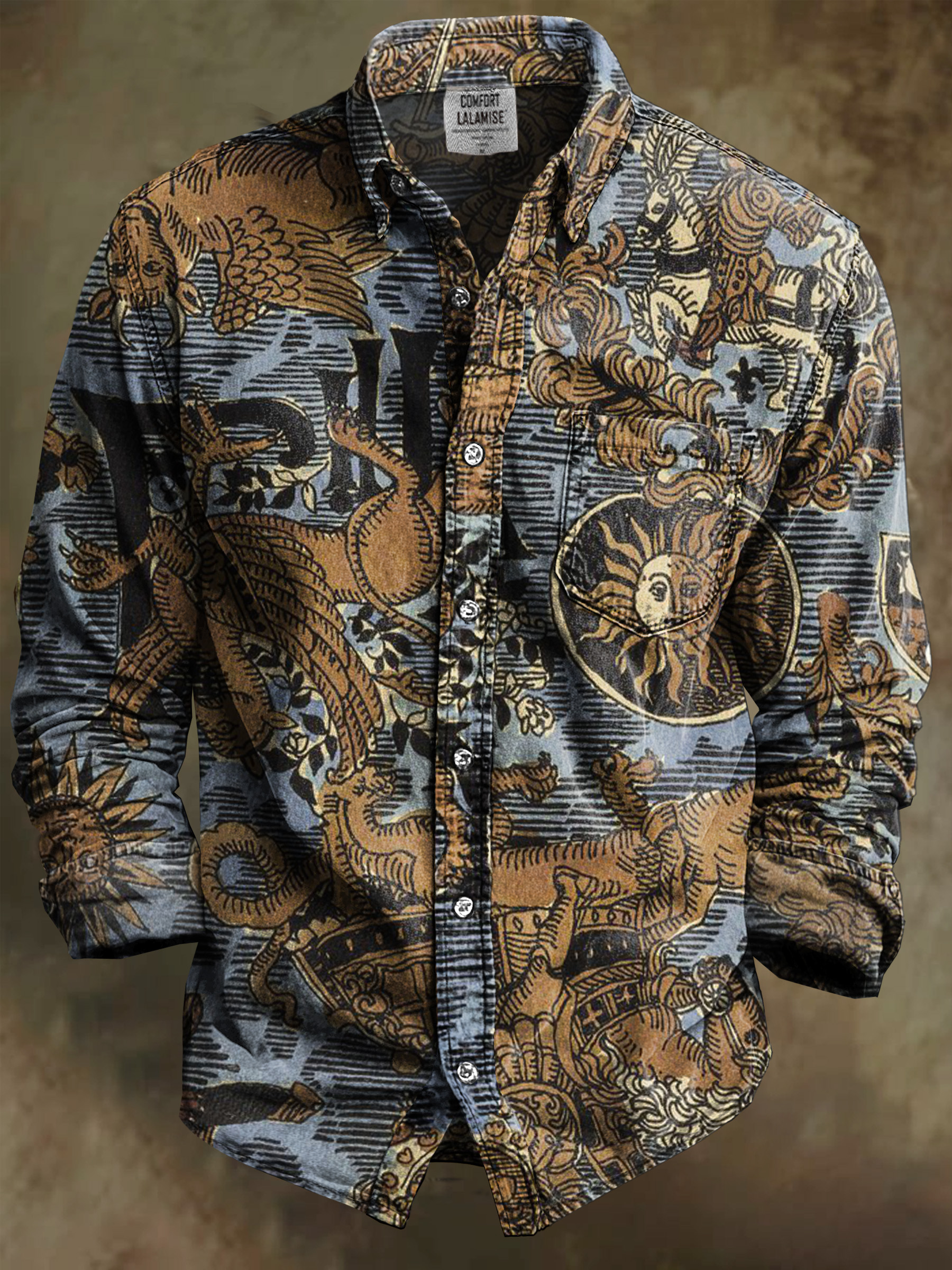 Vintage Nostalgia Art Print 100% Cotton Long Sleeve Shirt