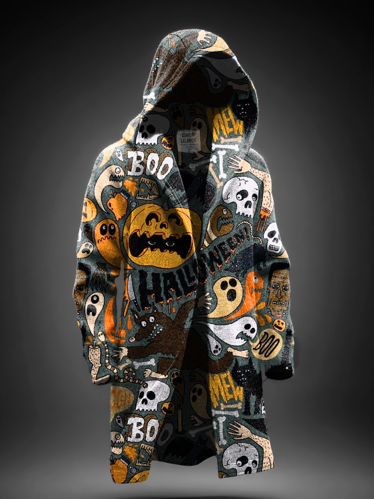 Vintage Abstract Halloween pumpkin Art Prints Casual Hoodie Jacket