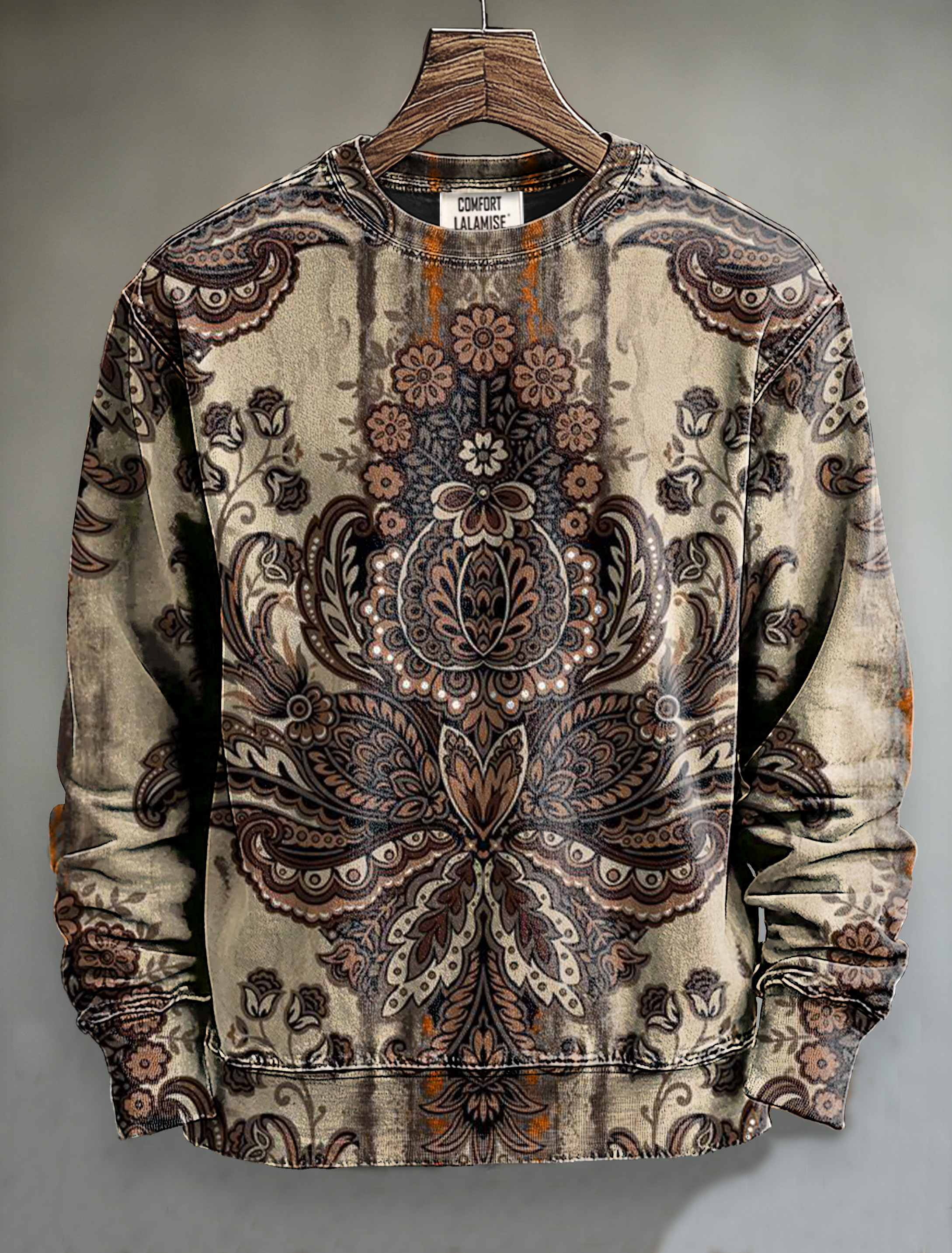 Retro Ethnic Floral Totem Art Print Casual Sweatshirt