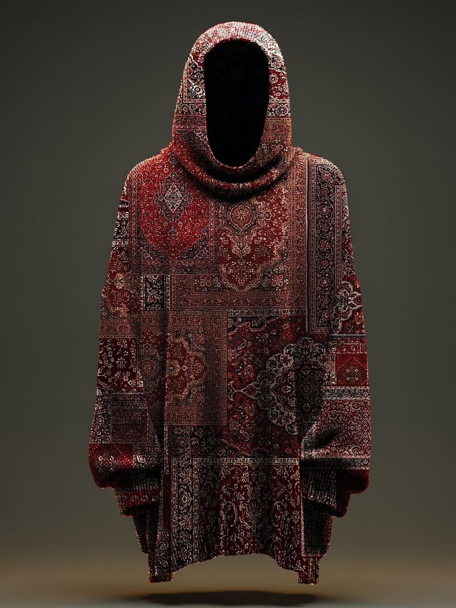 Vintage Floral Print Casual Hooded Sweater