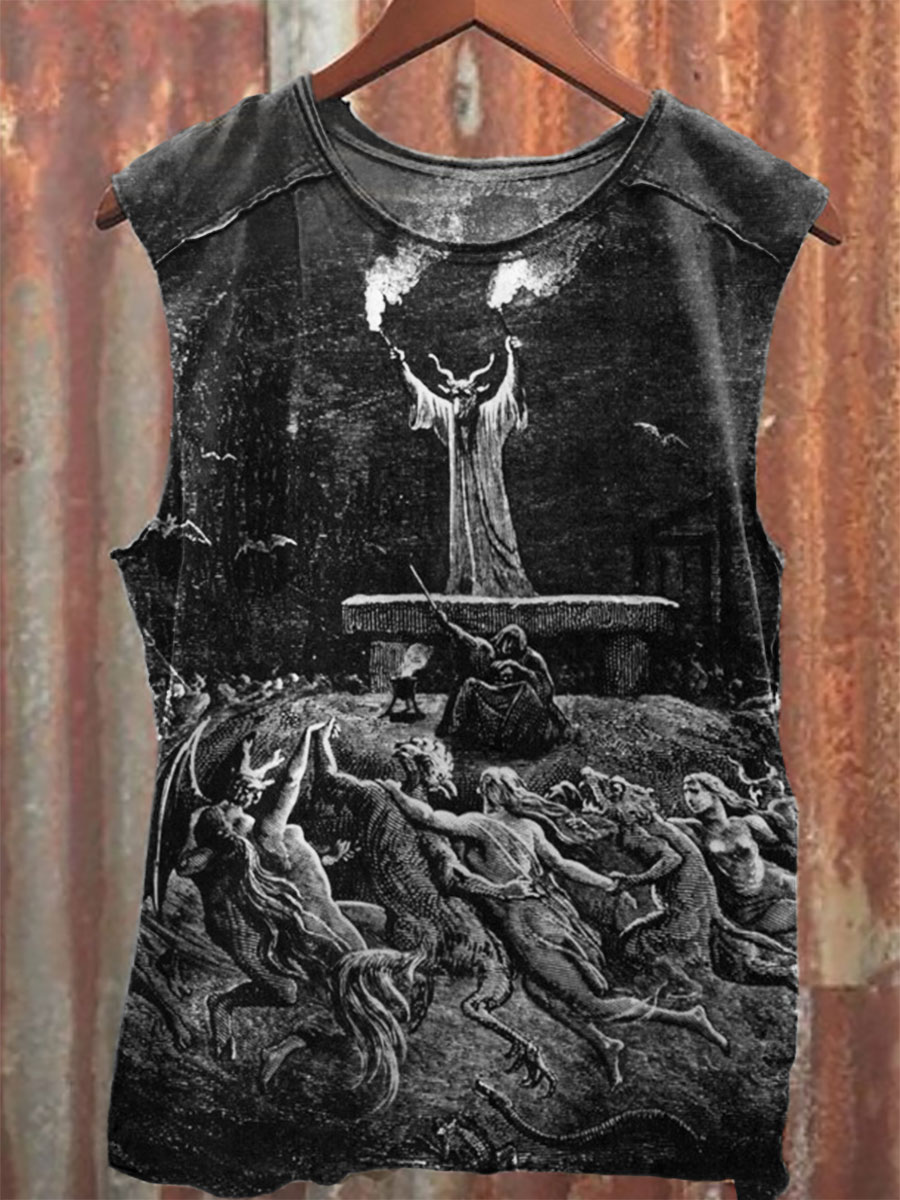 Gothic Art Print 100% Cotton Casual Tank Top