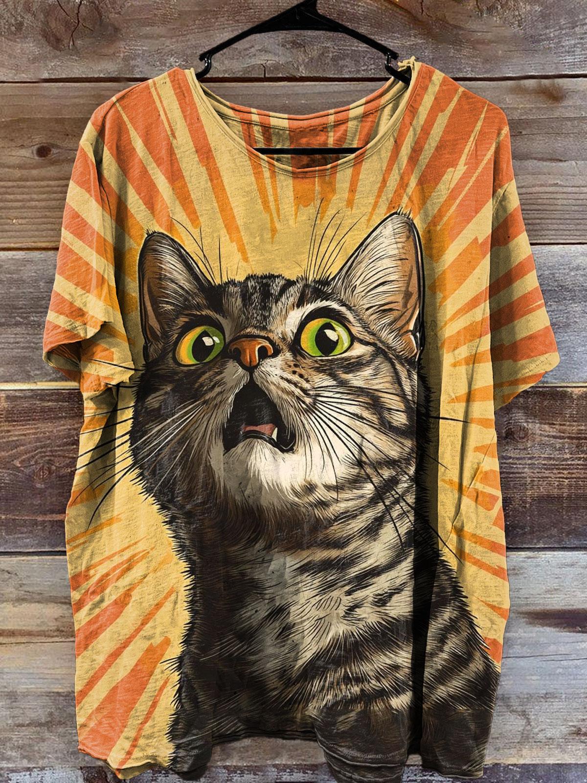 Cat Pop Art Print Casual Short Sleeve T-shirt