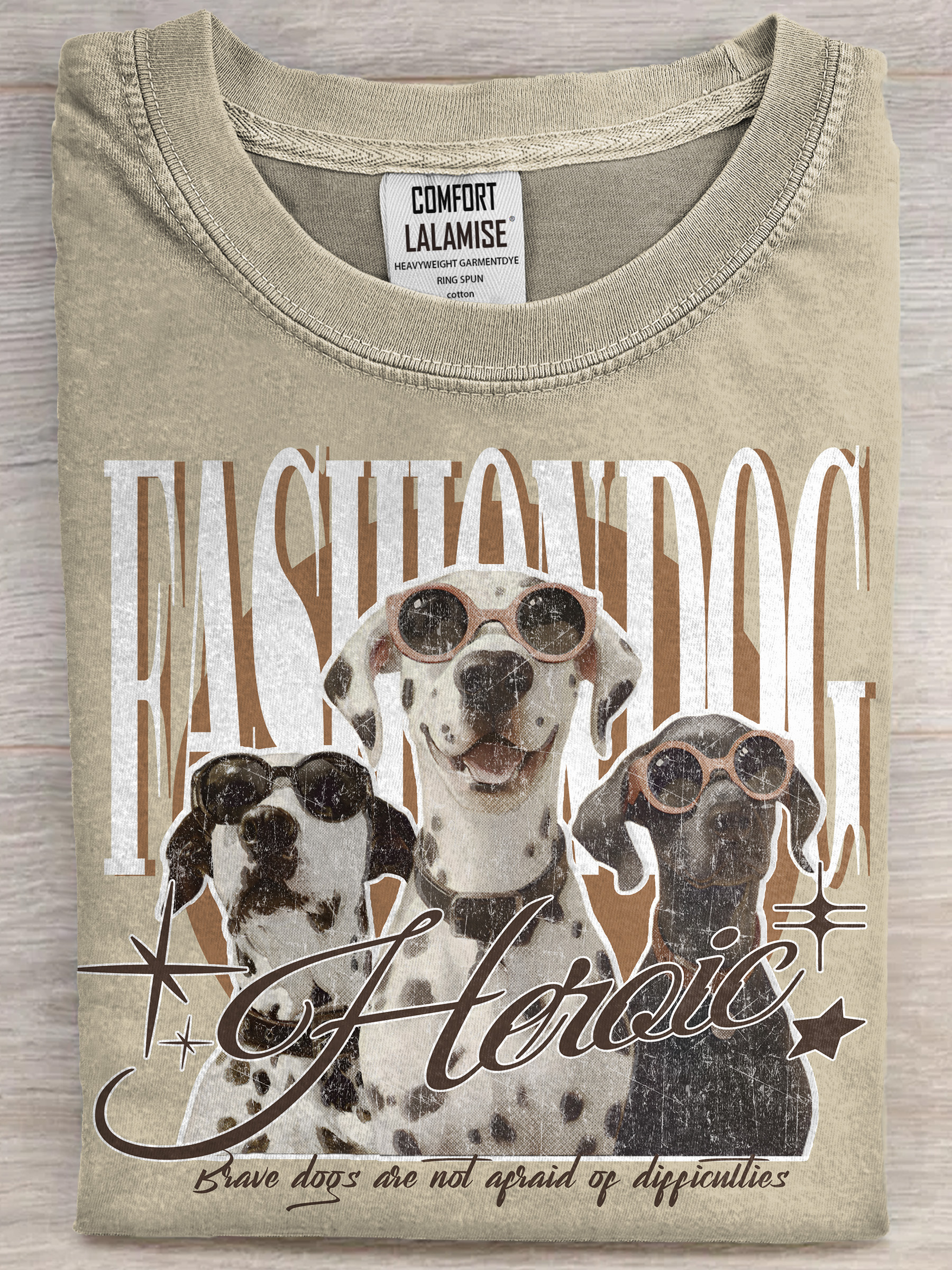 Fashion Dog Vintage Funny Art Print Cotton Casual Short Sleeve T-shir