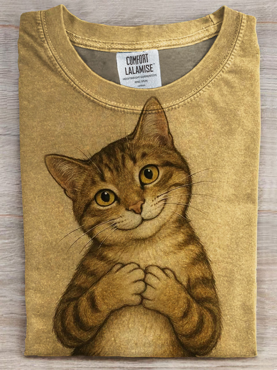 Cat Print Casual T-shirt