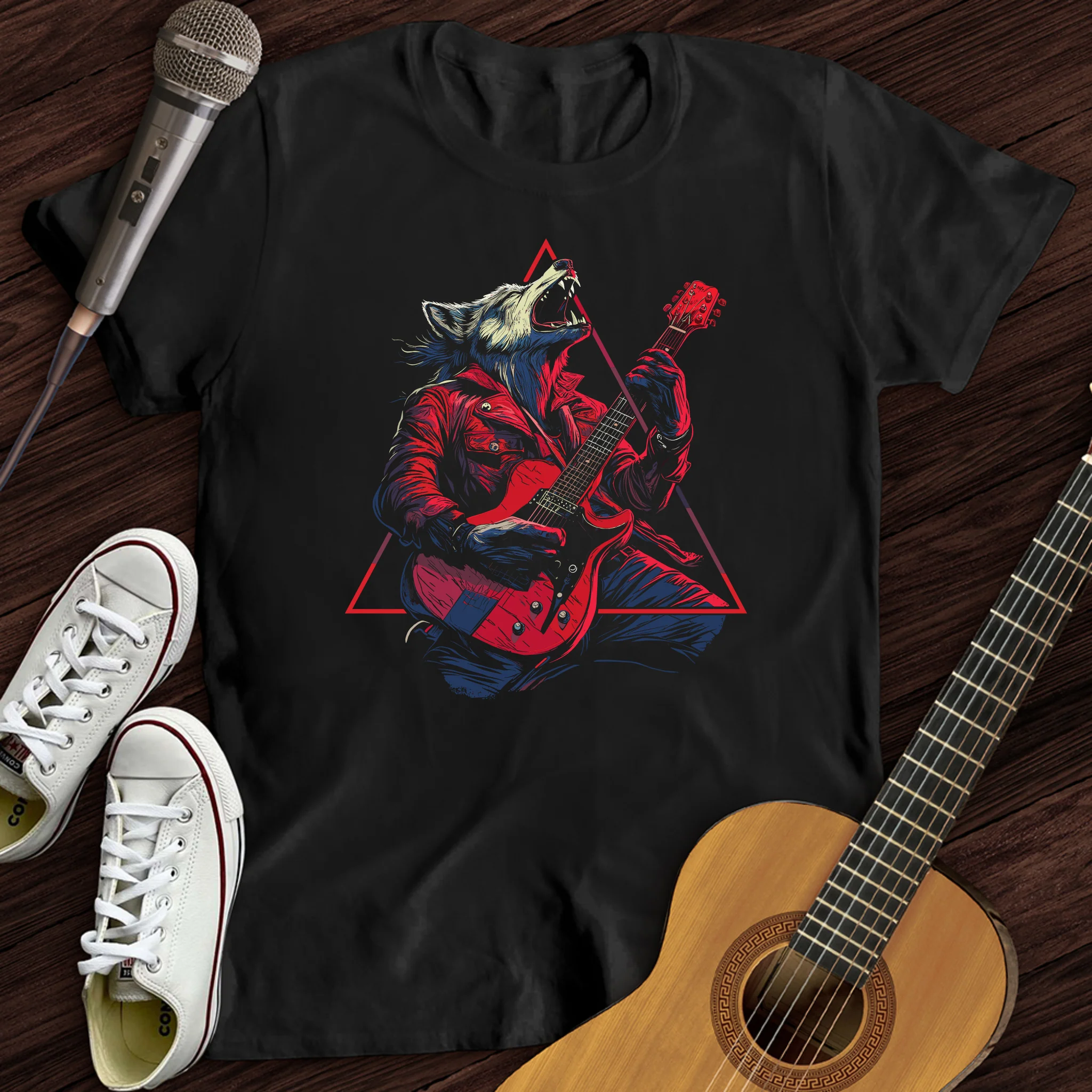Fierce Wolf Guitar T-Shirt