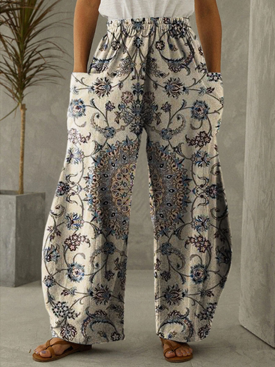 Vintage Printed Casual Pants
