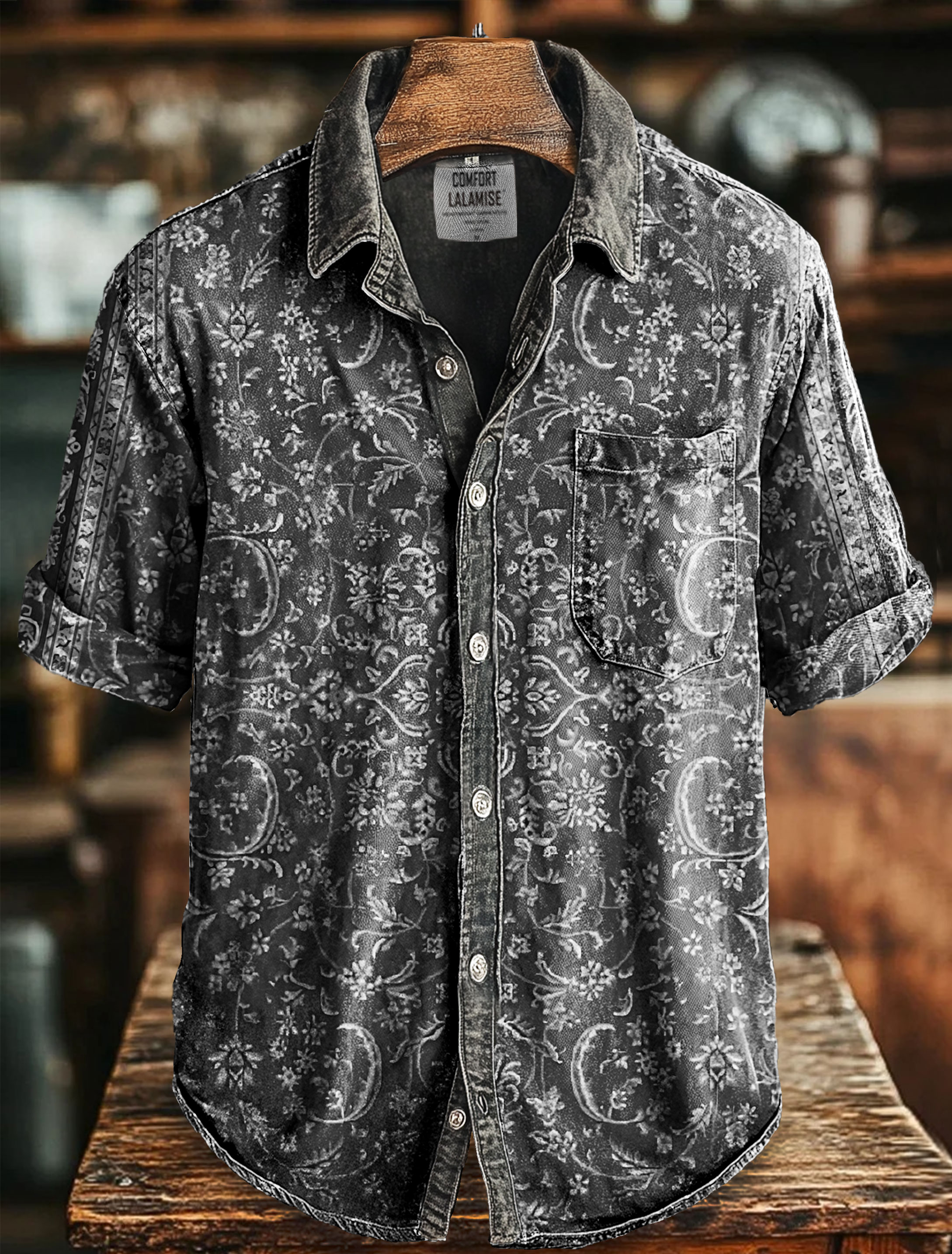 Vintage Bloom Art Print Casual 100% Cotton Shirt