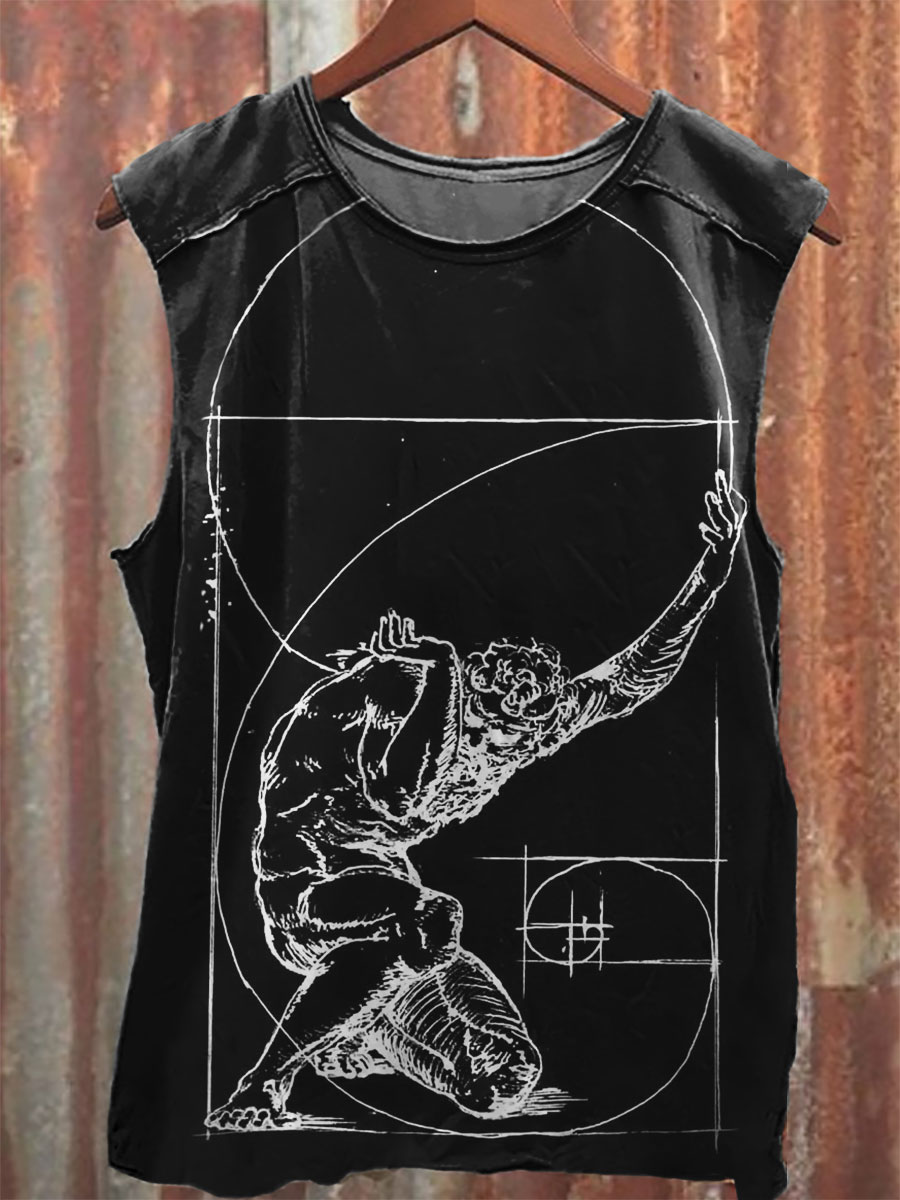 Vintage Print 100% Cotton Casual Tank Top