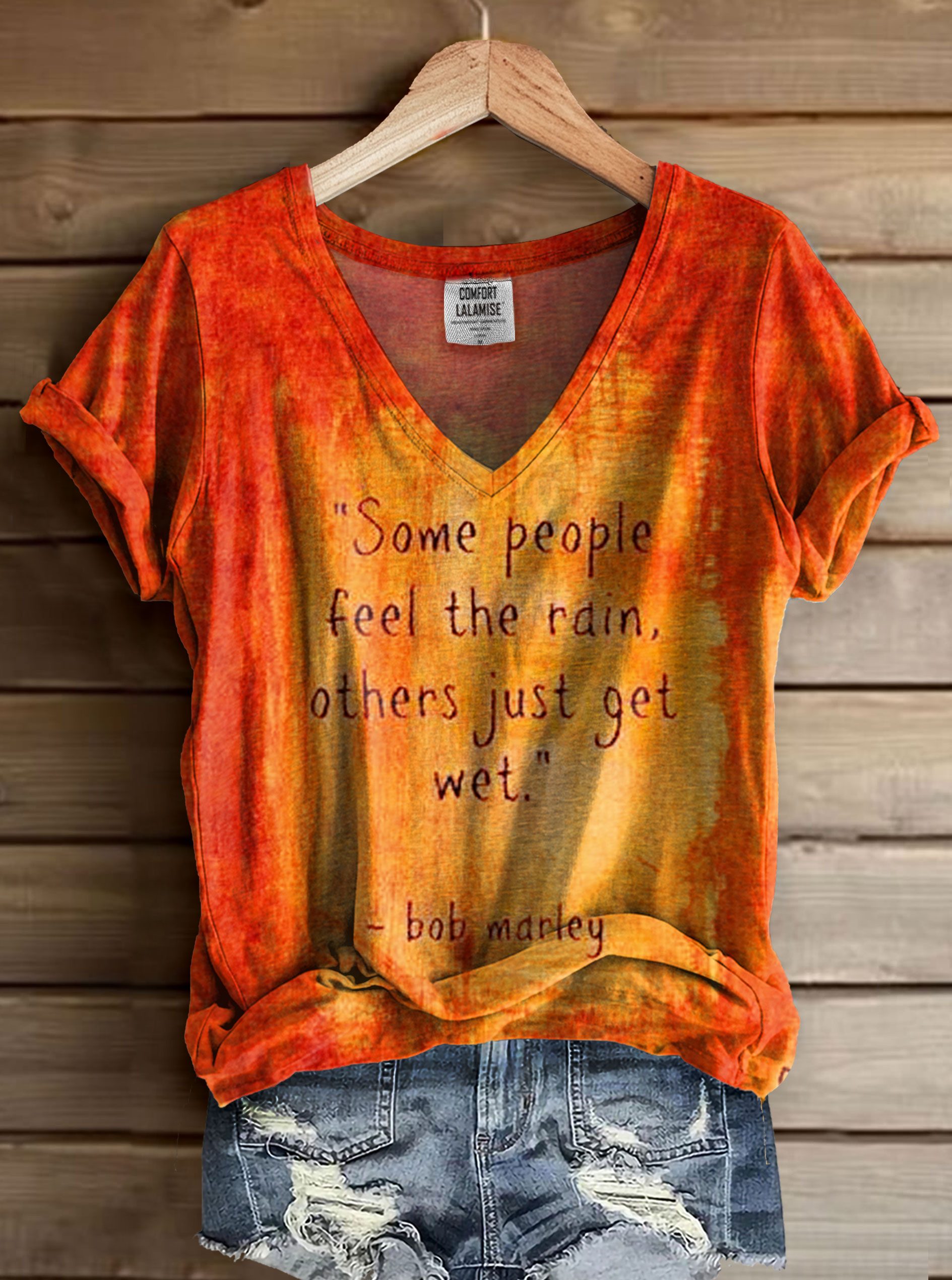 Inspirtion Art Print V-neck Casual T-Shirt