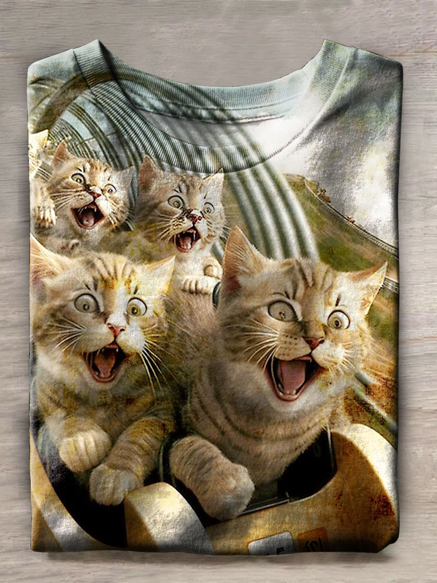 Cat Print Casual T-shirt