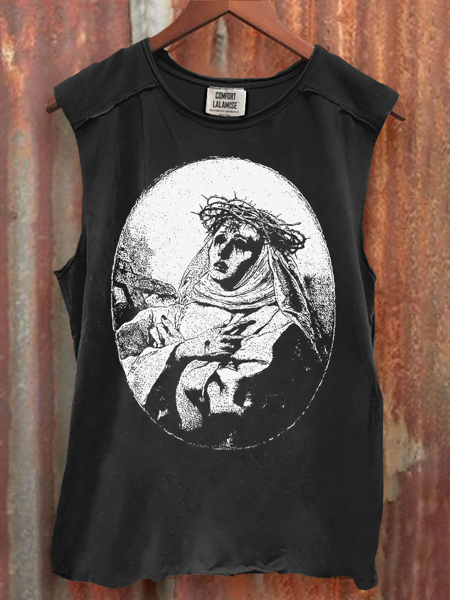 Mary On A Cross Vintage Print 100% Cotton Casual Tank Top