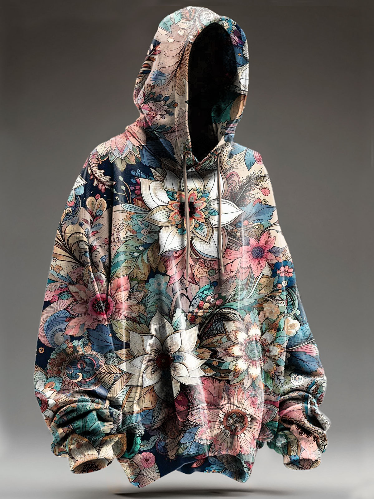 Vintage Flower Art Print Casual Sweatshirt