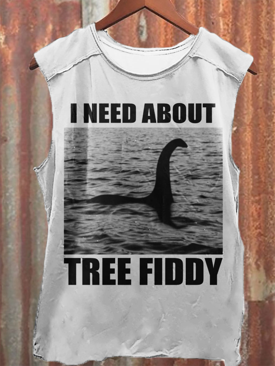 I Need About Tree Fiddy Vintage Print 100% Cotton Casual Tank Top