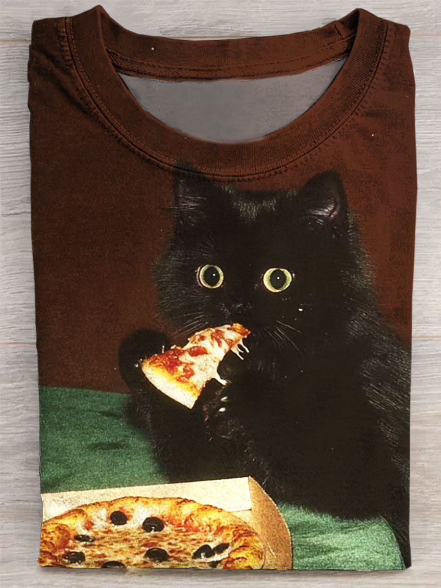 Funny Cat Print Casual T-shirt
