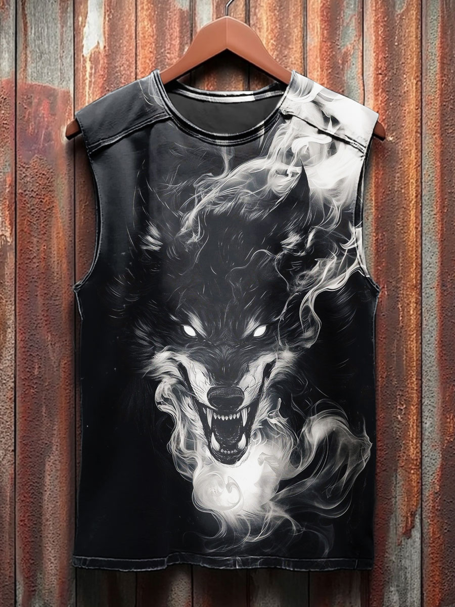 Vintage Print 100% Cotton Casual Tank Top