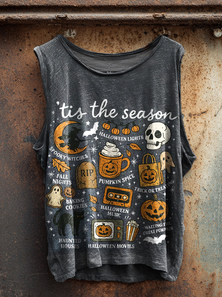 Halloween Art Print 100% Cotton Casual Tank Top