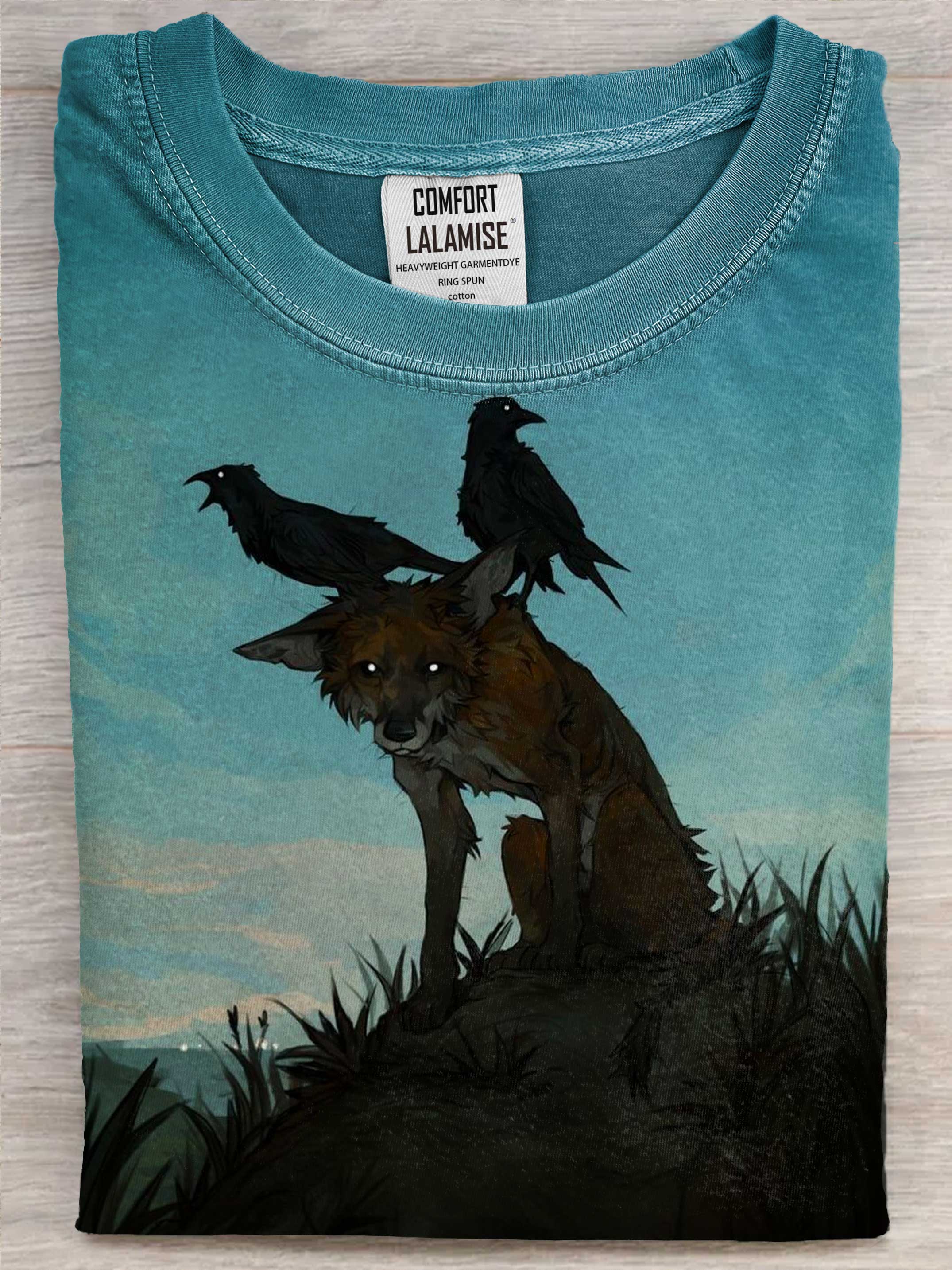 Fox With Crow Art Casaul Cotton Short Sleeve T-shirt