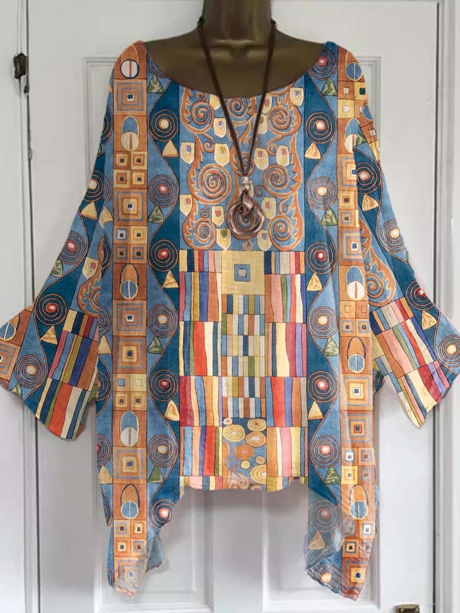 Women's Geometric Pattern Art Print Casual Top